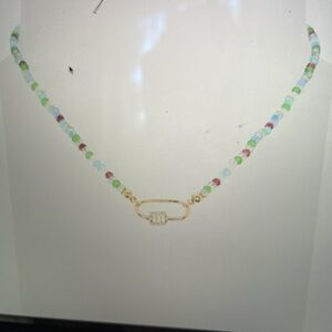 NWT CZ and beaded carabiner necklace